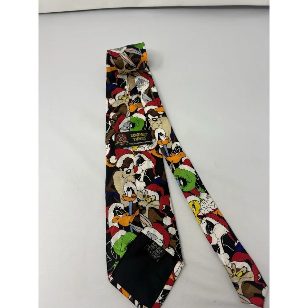 Vintage 1997 Looney Tunes Christmas Silk Men's Tie 90's Cartoons